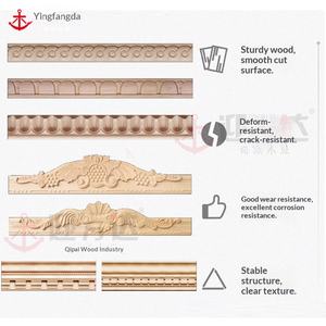 Listelles décoratives en bois de hêtre massif pour meubles de plafond, armoires à vin, cadres photo, lignes de bordure sculptées, lignes de taille en relief - Product Image 5