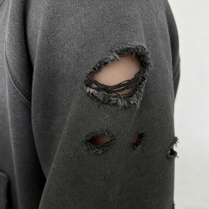 Sweat-shirt à capuche pour homme, coupe classique, style vintage, délavé à l'acide, effet usé et déchiré, streetwear, imprimé personnalisé, épais, automne, Y2K - Product Image 3