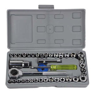 Jeu de douilles d'entraînement de 1/4 et <span class=keywords><strong>3</strong></span>/<span class=keywords><strong>8</strong></span> pouces Jeu de clés à cliquet de 40 pièces pour la réparation automobile et moto - Product Image 1