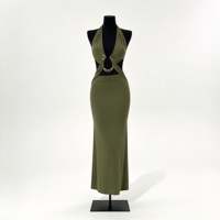 Robe longue sirène dos nu pour femme avec découpes et décorations métalliques, style bodycon, idéale pour les soirées et les fêtes - Sehe Fashion