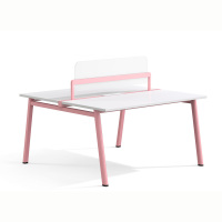 Poste de travail compact pour 2 personnes avec panneau d'intimité – Mobilier de bureau peu encombrant pour petites entreprises et centres d'appels