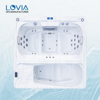 LOVIA Baignoire Spa Extérieure Double Zone pour Bain de Glace et Plongée Froide, avec Système Balboa, pour Récupération, Thérapie, Massage et Relaxation