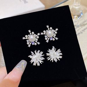 Silver Needle Super Fairy Snowflake Pearl Stud <b>Earrings</b> for Women Minority Design New Popular High-grade Luxury Ear Jewelry - Product Image 5