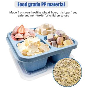 Lot de 4 boîtes à collation Syh663, ensemble de boîtes à bento à 4 compartiments, réutilisables, multicolores, intégrées pour les collations - Product Image 6