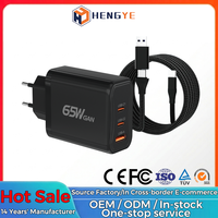 Adaptateur mural personnalisé avec logo, 65 W PD PPS USB-C, bloc de charge rapide GAN, chargeur rapide type C, câble et prise UK