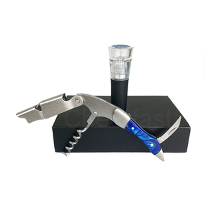 Bonito Set de Regalo de Sacacorchos de Acero Inoxidable para Camareros, Sacacorchos de Resina Azul Zafiro, Abridor de Botellas de Vino - Product Image 4