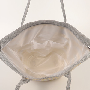 Chapeaux de plage en raphia pour femmes, sac tissé à la main en paille tropicale brillante avec fil d'or - Product Image 5