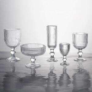 Copas de cóctel vintage de tallo corto con diseño acanalado para té helado, jugo, whisky, cerveza, postre, fiestas - Product Image 3