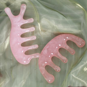 Cuerno portátil de mano moderno de lujo multifuncional Gua Sha rosa púrpura Sacalp meridiano masaje resina cinco dientes peine - Product Image 2