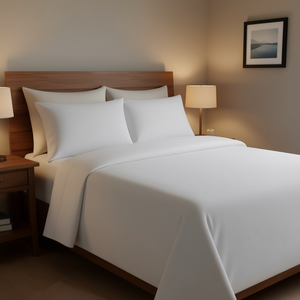 Juego de Sábanas Esmeralda Tamaño King, 50% Algodón, 50% Poliéster, Blanco Sólido, Sin Arrugas, para Uso Doméstico - Product Image 2