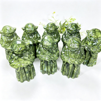 Offre Spéciale : Sculpture Artisanale en Jade Vert Xiuyan, Figurine de Dessin Animé, Pierre de Guérison Polie, Décoration d'Intérieur