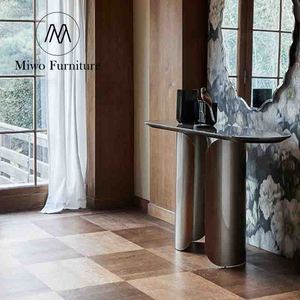 Hotel Corridor Console <strong>Table</strong> Living Room Furniture <strong>Frame</strong> Stainless <strong>Steel</strong> with Marble Desktop Factory Supply Modern Golden - Product Image 5