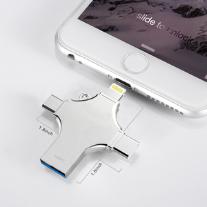 แฟลชไดรฟ์4-in-1 USB 2.0 OTG 16GB เมมโมรี่สติ๊ก256GB ที่เข้ากันได้กับสมาร์ทโฟนไดรฟ์ปากกาใหม่