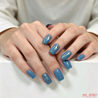Faux ongles personnalisables en feuille d'argent à presser, carrés moyens, pour usage quotidien, en ABS, 24 pièces