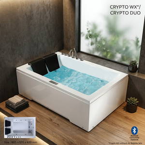 อ่างอาบน้ำอะคริลิคแบบดิจิตอลควบคุมด้วยระบบ CRYPTA DUO พร้อมระบบนวดด้วยน้ำวนและท่อระบายน้ำ 12 หัวฉีด ความจุ 60 แกลลอน+ พร้อมก๊อกน้ำห้องน้ำทันสมัย - Product Image 2