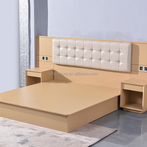 Durable Light Wood Hotel <b>Platform</b> <b>Bed</b> with Wooden <b>Base</b> for Commercial 3 Star Hotel and Apartment Use OEM ODM Factory Bulk Orders - Product Image 4