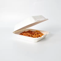6 pouces biodégradable compostable alimentaire conteneur canne à sucre Bagasse Burger Hamburger boîte emballage pâte de papier à emporter boîte à déjeuner