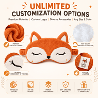 Masque de sommeil en peluche renard fantaisie personnalisé OEM ODM, masque pour les yeux orange en gros pour le voyage, cadeau de sommeil, vente en gros du fabricant