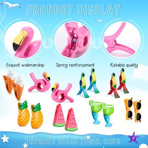 Clips de soporte de toalla de plástico resistentes divertidos al por mayor para playa piscina hogar-edredón manta playa silla Clips - Product Image 2