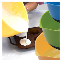 Ensemble de bols à salade et gâteaux en plastique jetables avec poignée en silicone de couleur noire pratique pour mélanger et servir