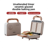 Machine à sandwich électrique portable double plaque antiadhésive RSC Wholesale avec minuteur, multifonction, pour gaufres et petit-déjeuner