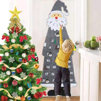 Calendrier de l'Avent en feutre artificiel de haute qualité, personnalisé, compte à rebours de 24 jours, arbre de Noël, Père Noël, pour enfant, cadeau pour la décoration de la maison