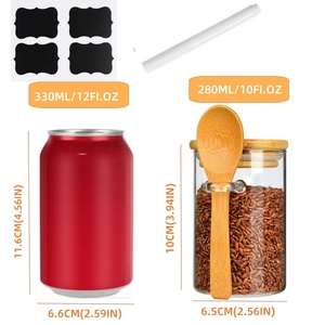 Hũ thủy tinh YOLOWE HOME 10oz có nắp tre, thiết kế hiện đại, hộp đựng thực phẩm cho nhà bếp, đựng mì ống, bánh quy, có thể tùy chỉnh, dùng cho tiệc tùng - Product Image 2