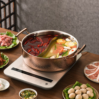 Marmite à soupe de luxe en acier inoxydable 304 épaissi avec couvercle en verre trempé, compatible induction et lave-vaisselle, pour restaurants et hôtels