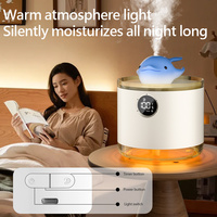 Humidificateur ultrasonique en plastique en forme de baleine avec affichage numérique, minuterie, veilleuse, rechargeable par USB, brume froide, pour hôtel et chambre à coucher