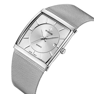Montre-bracelet à quartz pour homme, cadran carré, bracelet maille, affichage calendrier, étanche, lumineuse, style affaires et décontracté, couleur or, vente en gros - Product Image 2