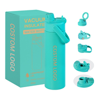 Bouteille d'eau isotherme en acier inoxydable 20 oz pour activités sportives en extérieur, double paroi sous vide, revêtement poudré, anti-fuite, logo personnalisé minimaliste