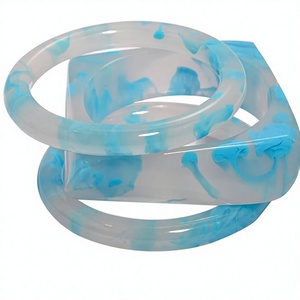 New Best Quality <b>Cute</b> Blue Marbled Gava Acrylic Resin Bangle <b>Bracelet</b> Unisex Fashion Jewelry Gift Anniversary Party for Woman - Product Image 4