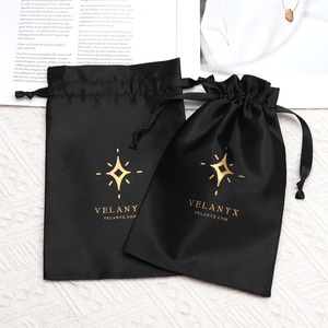 Hot Sale Small Black Satin Jewelry Packaging Drawstring Bag Custom Logo Printing Satin Cosmetic <b>Watch</b> Perfume Storage Pouch - Product Image 6