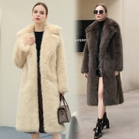 Manteau long en fausse fourrure marron Zeyu pour femme, col à revers épais et chaud, manteau en fausse fourrure écologique et chaud pour femme, ODM