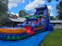 Toboggan aquatique tropical en plein air Palmier Toboggan aquatique pour enfants et adultes Toboggan aquatique gonflable avec souffleur d'air