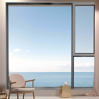Fenêtre moderne sur mesure en aluminium à rupture de pont thermique avec ouverture battante, moustiquaire en acier inoxydable, caractéristiques étanches et insonorisées