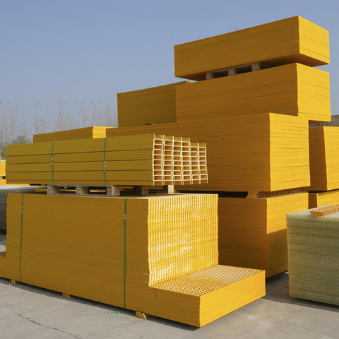 Custom White Yellow Green Fiberglass FRP Grating Walkway Moulded Processing Service
