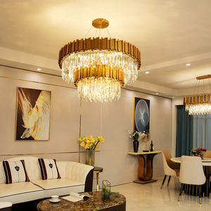 Éclairage moderne <span class=keywords><strong>Lustre</strong></span> de luxe Intérieur Salon LED Cristal K9 Plafonnier Métal Rond Hôtel Verre Pendentif Lumières - Product Image 3