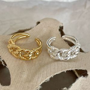 Sterling <strong>Silver</strong> 925 Fine Jewelry Knot Chain <strong>Rings</strong> Women 18k Gold Plated <strong>Chunky</strong> <strong>Rings</strong> - Product Image 1