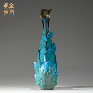 <b>Copper</b> Art Workshop Peacock <b>Vase</b> <b>Copper</b> Metal Handmade Ornament Tabletop Decoration Living Room Entrance Hall Decor - Product Image 3