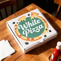 Boîte à pizza en carton ondulé avec logo personnalisé, 7, 8, 9, 10, 12 pouces, résistante à la graisse, avec assemblage facile pour la livraison de pizzas en pizzeria