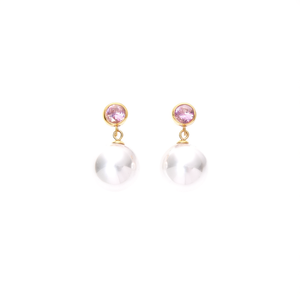 Fashion Drop <b>Earrings</b> 316L Stainless Steel PVD Gold Plating Pearl Pink <b>Crystal</b> Dangle <b>Studs</b> For Women - Product Image 2