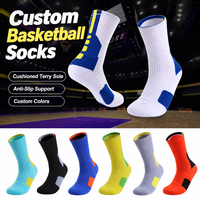 Chaussettes de basketball personnalisées, épaisses, en tissu éponge, antidérapantes, chaussettes de sport athlétiques, absorbant la transpiration, durables, chaussettes de sport de haute qualité, vente en gros OEM ODM
