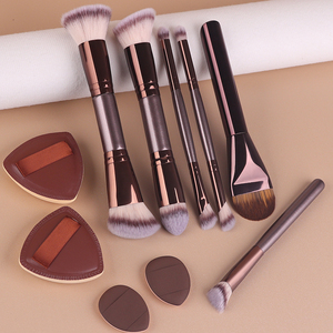 Ensemble de pinceaux de maquillage double-embout avec éponges applicatrices, manche métallique synthétique de qualité supérieure, pinceaux pointus/éventail/smoky/plats pour estomper et appliquer l'<span class=keywords><strong>eye</strong></span>-liner - Product Image 2