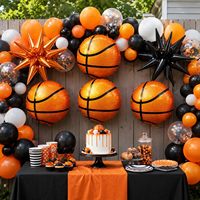 Basketball-Themen Ballon-Bouquet-Set mit Basketball-Folienballons Orange-Schwarze Latexballons für Sport-Geburtstagsfeier-Dekoration
