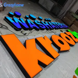 Señal de letra iluminada Led 3D con logotipo de marca de tienda/empresa al aire libre