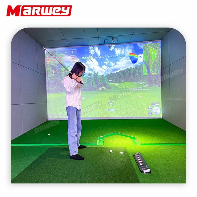Marwey Professional Indoor Amusement Simulation Golf Game Machine Interactive Projection Golf Simulator Machine for Sports Park