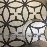 Mosaïque de carreaux en marbre noir et blanc, pierre naturelle, crédence polie, carreaux de sol et de mur pour salle de bain