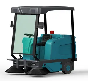 Ride-on Type Sweeping Machine Driving Floor Sweeper Road Sweeper Cleaning Machine Green 48V100AH 1500mm