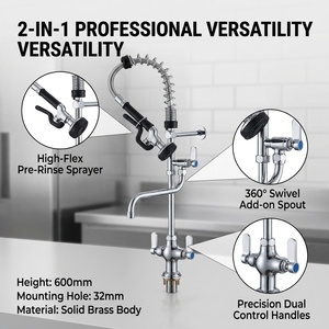 ก๊อกน้ำห้องครัวแบบดึงลงได้พร้อมสายฉีดพ่น ติดตั้งบนเคาน์เตอร์ - Product Image 3